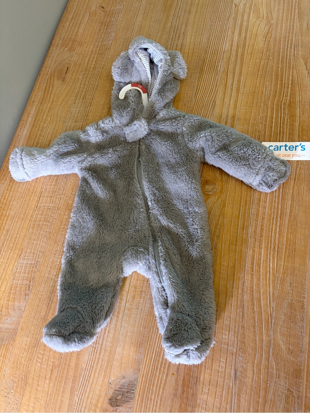 Newborn Baby Grey Fleece Onesie Tags Still
On